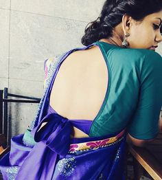 2. Blouse Back Neck With Bow For Silk Saree Backless Blouse Designs Open Backs, Bridal Blouse Design, Latest Silk Sarees, Pattu Saree Blouse Designs, Open Backs, Knotted Blouse