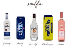 six different types of sodas are shown in this graphic above the names of each beverage