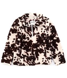 From Wrangler®&#x2C; this pullover featuresAllover cow printMock necklineLong sleeves1/4-zip placketTwo front pocketsPolyesterMachine wash/tumble dryImported. Kids Coats Girls, Colorful Logo, Jumpsuit Jacket, Fleece Sweatshirt, Fall 2024, Print Pullover, Dillard's, Cow Print, New Wave