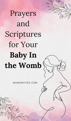 a pregnant woman with the words, prays and sculptures for your baby in the womb