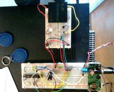 the electronic components are connected to each other on the board, with wires running through them