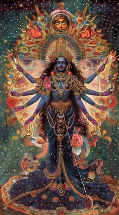 the hindu goddess is depicted in this painting