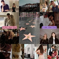 several pictures of people and stars on the hollywood walk of fame