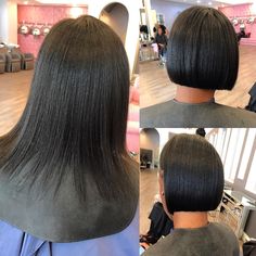 Short blunt cut ✂️✂️ SILK PRESS | CUT ✨… Silk Press Bob, Celebrity Short Hair, Stylish Hairstyles, Coily Hair, Silk Press, Permed Hairstyles, Relaxed Hair