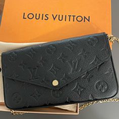 New Never Worn Comes With Dust Bag, The Original 2 Inserts And Box - Everything Is Included From Purchase All Black Louis Vuitton Bag, Louis Vuitton Bag Pochette, Louis Vuitton Black Purse, Louiviton Bag, Luxury Black Envelope Clutch, Black Lv Bag, Louis Vuitton Black Bag, Louie Vuttion, Black Louis Vuitton Bag