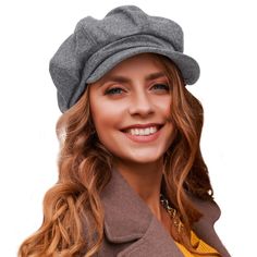 PRICES MAY VARY. The women newsboy hats made of wool and polyester, make the shape what you favorite and get a great classic look! Fitted with a 2" long precurved hard bill. The hat is fit for a head circumference of 20 inch-22.83 inch. An internal and integrated sweat rim ensures a reasonable level of comfort, 8-panel crown; center button at the hat top.It is a little puffy style in back, looks more stylish, it is easy to match with casual or formal outfits. The vintage style hat is ideal for c Casual Cheap Newsboy Cap For Winter, Casual Cheap Winter Newsboy Cap, Affordable Spring Newsboy Cap, Cheap Trendy Brimmed Newsboy Cap, Cheap Women's Newsboy Cap, Baret Hat Grey, Beret Hats, Cap Winter, Hats Black