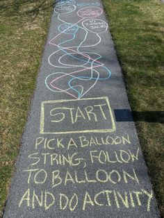 Interactive Sidewalk Chalk Art, Chalk Activity Path, Group Workouts, Chalk Activities, Fun Chalk Art, Chalk Ideas, Sidewalk Chalk Art, Outside Activities