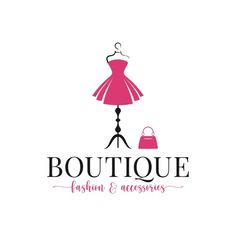 the logo for boutique fashion and accessories, with a dress on a mannequin