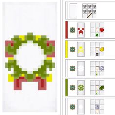 a cross stitch pattern with an image of a christmas wreath on it and the instructions to make