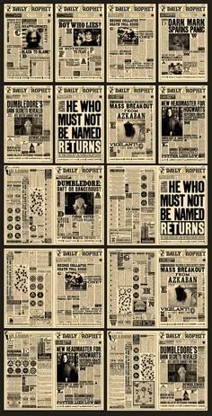 an old newspaper advertisement with many different types of newspapers on the front and back pages