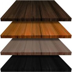 three different types of wood planks stacked on top of each other in varying colors