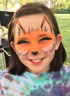 Fox Face Paint Halloween, Face Painting Animals Easy, Kid Halloween Face Paint, Fast Easy Face Paint Designs, Fox Face Paint Easy, Kids Halloween Face Painting Ideas, Animal Face Paint Ideas For Kids