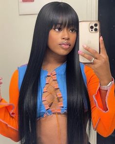 Curtain Bangs 13x4 HD Lace Wig Butterfly Haircut Straight Human Hair W – karlami Wig With Fringe, Straight Wig With Bangs, Brazilian Straight Human Hair, 100 Human Hair Wigs, Wig Lace, Straight Lace Front Wigs, Wig With Bangs, Body Wave Wig, Short Hair With Bangs