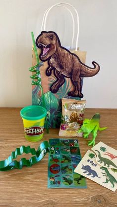 the dinosaur party bag is ready to be eaten