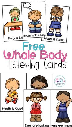 the freebie body listening cards for children to use in their speech and language skills