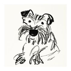 a black and white drawing of a dog