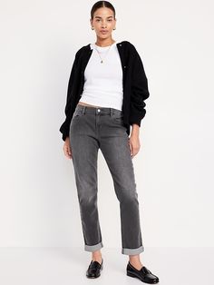 Saw this on Old Navy: Boyfriend Jeans Style, Straight Ankle Jeans, Pajamas Gift, Leg Cuffs, Boyfriend Style, Family Maternity, Family Pajamas, Fall 2024, Ankle Jeans