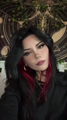 Black Red Hair, Goth Hair, Halo Hair, Pretty Hair Color