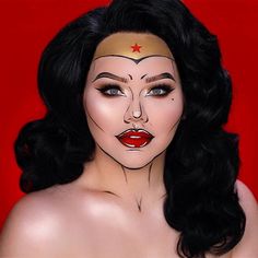 Feminist Makeup, Comic Book Makeup, Comic Makeup, Wonder Woman Makeup, Halloween Make-up Looks, Pop Art Makeup, Halloween Makeup Inspiration