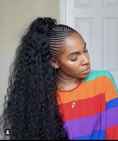 Pin on Coiffed Curly Drawstring Ponytail, Wrap Around Ponytail, Cornrow Ponytail, Ponytail Wrap, Weave Ponytail, Straight Ponytail, Braided Cornrow Hairstyles, Drawstring Ponytail, Braided Ponytail Hairstyles