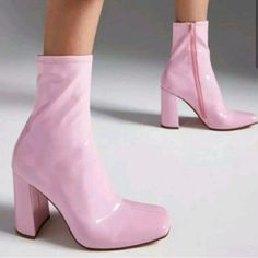 The Cutest Flirty 4” Comfortable Heeled Boot In Glossy Vegan Patent Pink Leather. Never Worn But A Couple Light Scuff Marks From Moving But Nothing That Can Be Seen When On The Foot. True To Size 7.5. Pink Booties, Shoes Steve Madden, Pink Leather, Steve Madden Shoes, The Cutest, Steve Madden, Bootie Boots, Ankle Boots, Size 7