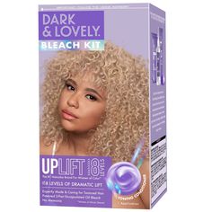 Experience our next level lift and curl protection with Dark and Lovely Uplift Hair Bleach Kit. Our patented ammonia-free hair bleach powder and cream developer with encapsulated oils delivers up to 8 levels of dramatic lift to dark hair while maintaining curly hair texture integrity. Say bye to brassy hair color with our Violet Toning Care Conditioner that cools down harsh brass tones while replenishing the hair with moisture. Maintain texture integrity and help curls recover for hydrated, heal Bleach Hair Dye, Curly Hair Texture, Bleach Hair Color, Maintaining Curly Hair, Dramatic Hair Colors, Dark And Lovely, Bleach Hair, Hair Bleach, Brassy Hair