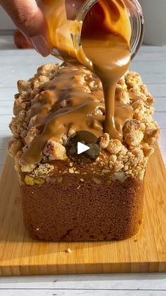 77K views · 7.9K reactions | moist Pumpkin Loaf Cake with a crumb topping and Biscoff glaze. This recipe is seriously delicious and it is so easy to make. Recipe⬇️

🍁You can add chocolate chips / chai spice / chopped pecans or walnuts to the cake batter. 

🍁🍁🍁

Crumb Topping:
•35g Butter(2 tablespoons) ( Melted, I have used vegan butter stick)
•80g (2/3 cup) All Purpose Flour 
•55g (1/4 cup)Sugar (cane/castor)
•1/8tsp  Salt 
•1/2tsp Cinnamon powder 

Method:-
-Combine sugar, all purpose flour, salt & cinnamon in a bowl.
-Add melted butter. Mix until it is crumbly. 
-Chill in the fridge/freezer until ready to use. 
-You can store it in freezer for up to 1 month. 

Pumpkin Loaf Cake:
•135ml (1/2cup + 1tablespoon) Milk( unsweetened almond milk or any milk of your choice) 
•2 tsp Vinegar