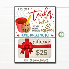 Teacher Gift Card Holder, If You Give a Teacher a Cookie - Want Some Coffee, Teacher Appreciation Cookie Thank You Label, Editable Template
  #LastDayOfSchool #talgch #IfGiveATeacher #CoffeeGiftTag #AppreciationWeek #SchoolPtoPta #ACookieWantSome #HowSweetToBe #CookieCoffeeGift #GiftCardHolder 
https://tidylady.net Coffee Teacher Appreciation, Teacher Appreciation Gift Card Holder, Teacher Gift Card Holder, Teacher Appreciation Gift Card, School Pto, Teacher Gift Card, Thanks A Latte, Thrifty Thursday, Thank You Labels