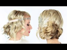 The perfect Gatsby Hairstyles for your 1920 flapper girl costume! Come checkout the vintage updo and watch the easy to follow video tutorial! Gatsby Inspired Hairstyles, Inspired Hairstyles, Gatsby Hair, Updo Hairstyles Tutorials