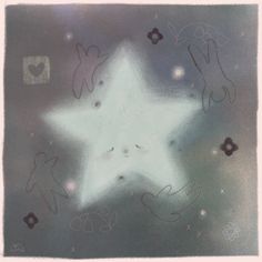 a drawing of a white star on a gray background