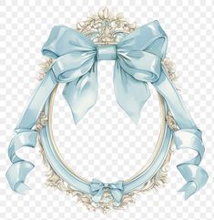 a blue ribbon and bow frame on a transparent background