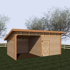 the shed is made out of wood and has a roof