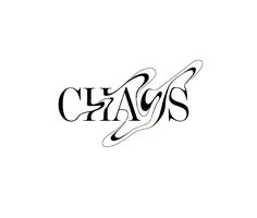 the word chaos written in black ink on a white background