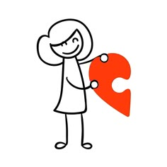 a woman holding a heart in her hand with the letter c on it's side