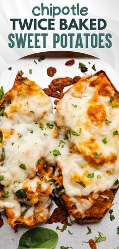 An overhead view of two sweet potato halves baked with melted cheese on top. Twice Baked Sweet Potatoes, Baked Sweet Potatoes, Twice Baked, Hearty Stews, Baked Sweet Potato, Ultimate Comfort Food, Baked Apples, Fall Desserts