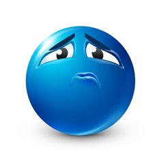 a blue ball with an emoticive expression on it's face and eyes