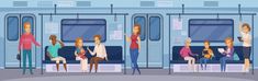 people are waiting for the train to arrive at the station, flat design style illustration