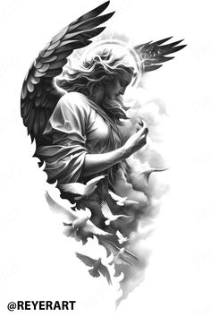 Discover this stunning Procreate brush featuring a celestial angel design, perfect for tattoo enthusiasts! Create intricate tattoo art with ease using this detailed stamp that captures the essence of heavenly beauty. Ideal for both professional and aspiring tattoo artists, this brush will elevate your digital artwork to new heights. Unleash your creativity and transform your designs! #ProcreateBrush #TattooDesigns #DigitalArt #Tattoos #AngelArt Celestial Angel, Heaven Tattoos, Mystical Tattoos, Statue Tattoo, Phoenix Tattoo Design, Egyptian Design, Angel Design, Angel Artwork, Angel Tattoo Designs