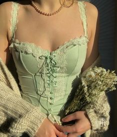 Green Corset, Cottagecore Outfits, Outfit Casual, Aesthetic Outfits, Outfits Casuales, Outfits Aesthetic, Cute Casual Outfits, Look Fashion