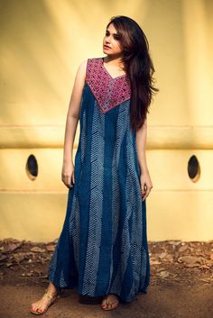 Indigo Dresses Indian, Nighty Designs Indian Pattern, Indigo Kurti Designs, Nighty Designs Indian Cotton, Nighty Designs Indian, Cotton Nighty For Women, Nighty Designs, Cotton Night Dress, Stylish Kurtis Design