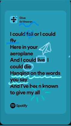 a poem written in blue and black with the words i could't fall or i could