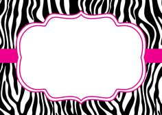 a zebra print background with a pink border