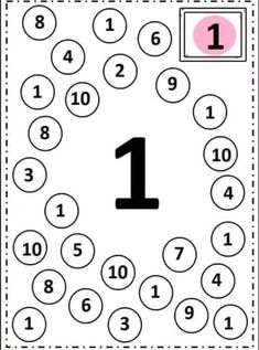 the number 1 worksheet is shown in black and white with numbers on it