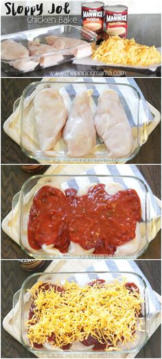 the steps to make an entree with chicken, cheese and sauce