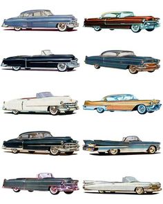 an image of classic cars from the fifties