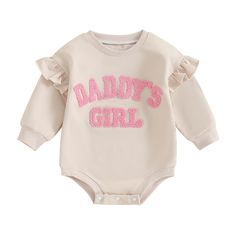 PRICES MAY VARY. Material: Made of 70%cotton, 22%polyester and 8%spandex. Soft, skin-friendly and breathable, comfortable to wear, no any harm to tender skin. Features: Bubble style oversized baby girl sweatshirt romper, solid color ruffle long sleeves sweatshirt onesie, baby crewneck sweatshirt romper, fuzzy letter ''Daddys Girl'' embroidery baby girl sweater onesie fall clothes, daddys girls newborn clothes,daddy's girl baby outfits, baby girls clothes newborn outfits. Size: Suitable for newbo Baby Outfits Girl, Etsy Baby Clothes, Newborn Baby Girl Outfits, Baby Girl Clothes Newborn, Baby Girls Outfits, Newborn Girl Clothes, Newborn Baby Girl Clothes