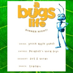 a bug's life dinner night menu