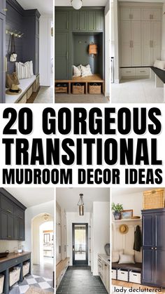 20 Gorgeous Transitional Mudroom Decor Ideas Transitional Mudroom, Mudroom Decor Ideas, Transitional Home Decor Ideas, Functional Mudroom, Mudroom Remodel, Farmhouse Mudroom