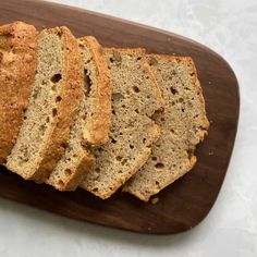 slices of banana bread on a cutting board