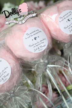 pink candy lollipops wrapped in clear cellophane